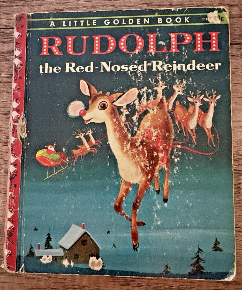 Rudolph The Red Nosed Reindeer Vintage Little Golden Book HC Fair Condition
